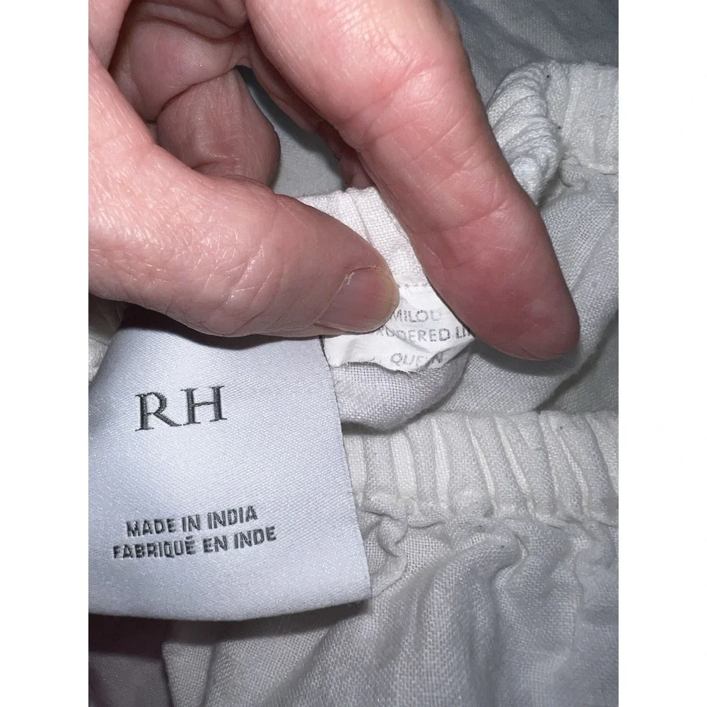 Restoration Hardware MILOU EMBROIDERED  LINEN Queen Sheet Set w/ 1 Standard Sham